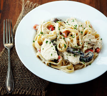 Fettuccini Alfredo with Chicken and Mushrooms