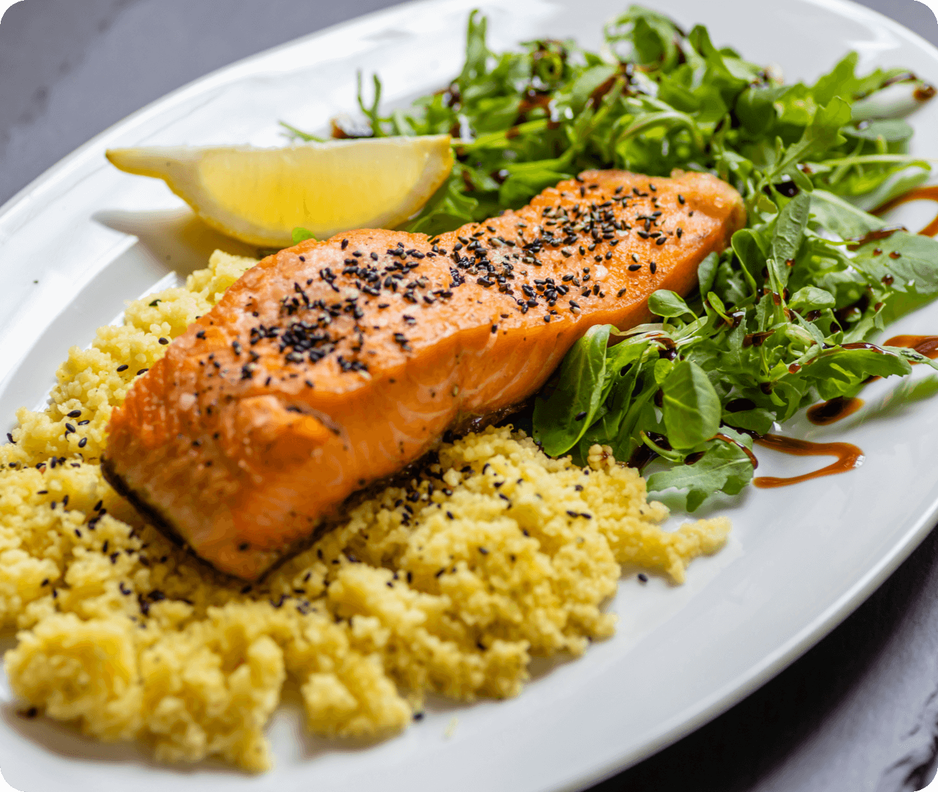 Grilled Sesame Ginger Salmon & Couscous