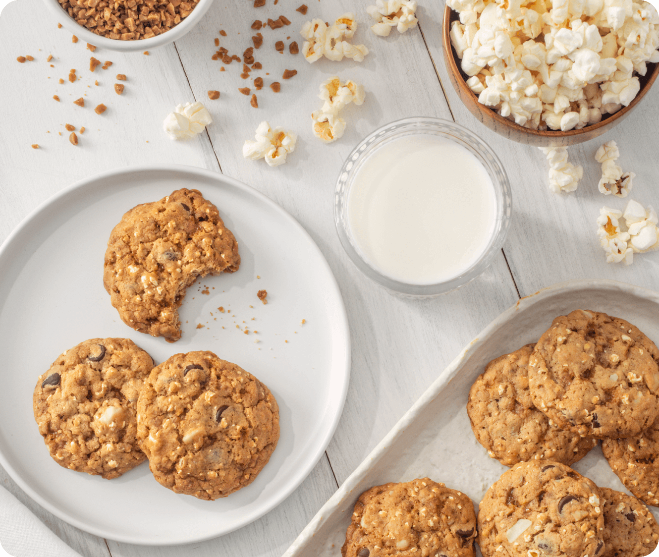 chocolate toffee chip cookies popcorn