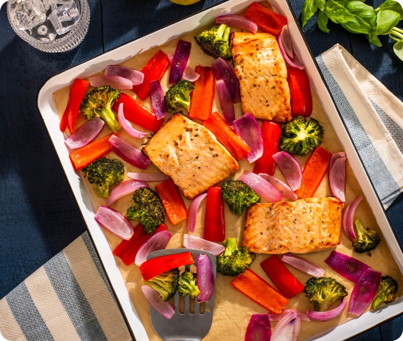 Lemon Basil Glazed Salmon Sheet Pan Dinner Newman s Own