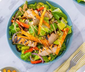 Skillet Chicken Salsa with Grilled Cabbage