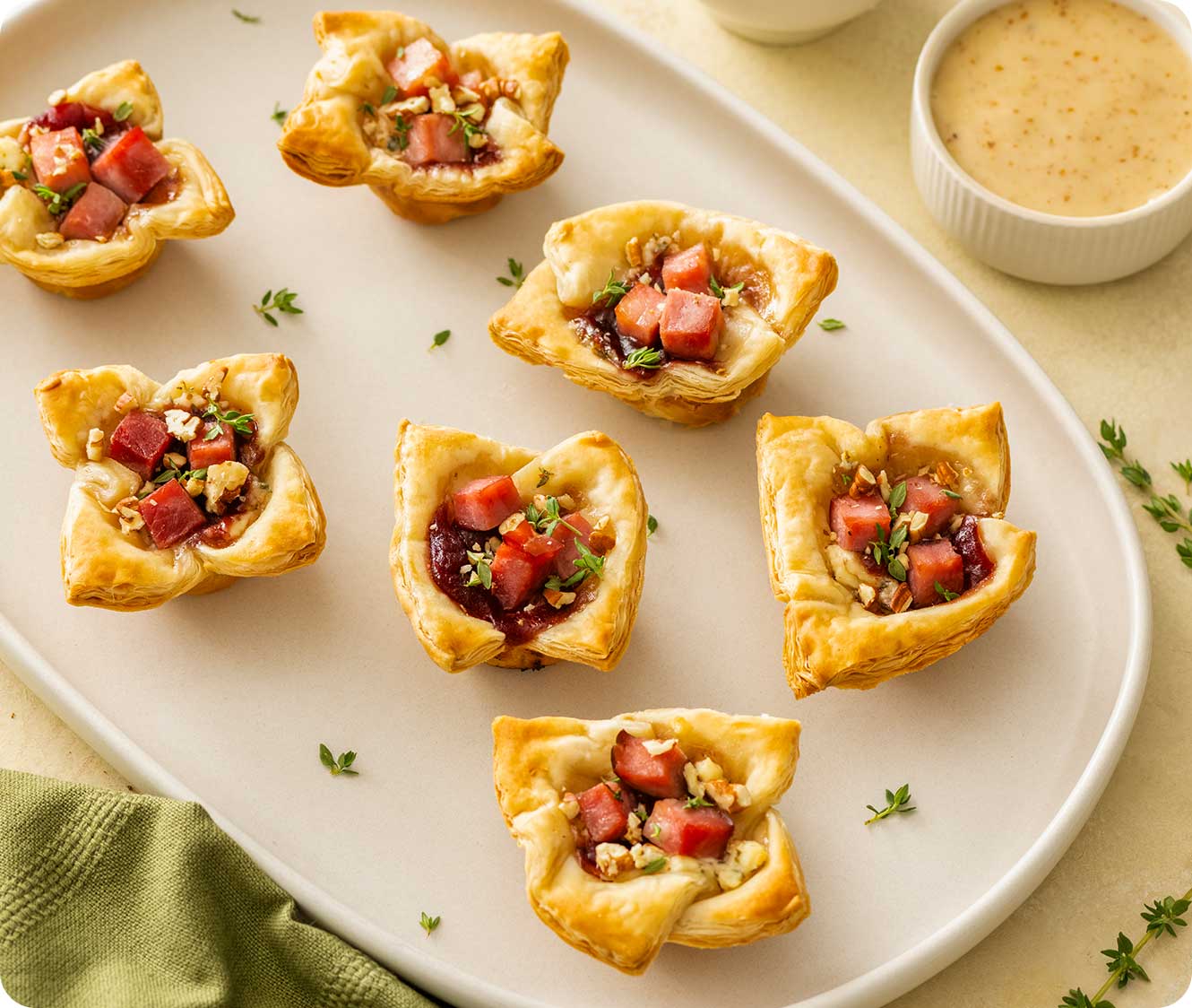 Cranberry and Ham Puff Pastry Bites